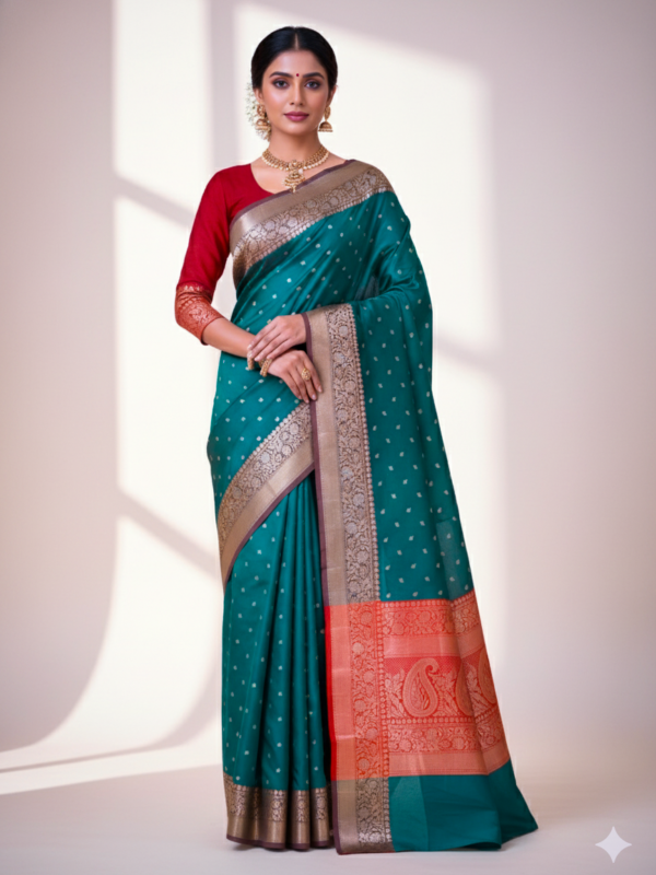 Semi Katan Banarasi saree